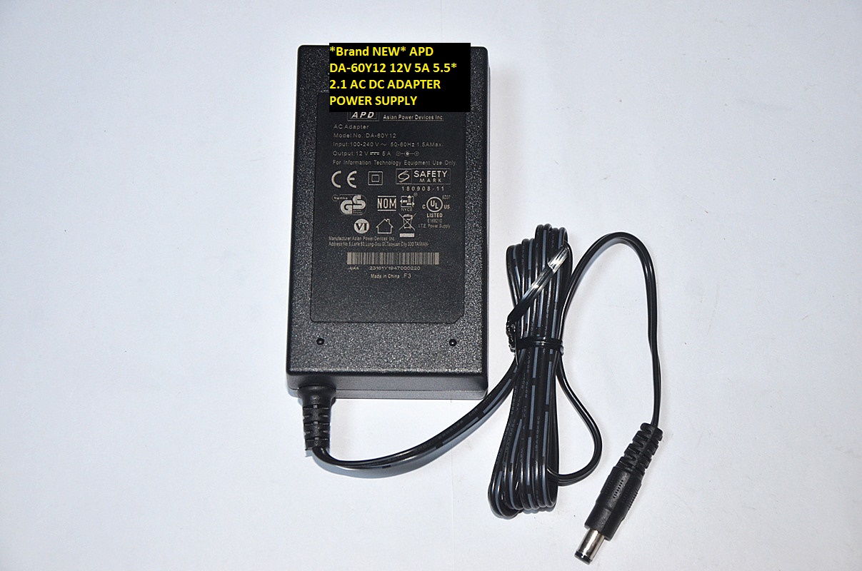 *Brand NEW* APD DA-60Y12 12V 5A 5.5*2.1 AC DC ADAPTER POWER SUPPLY